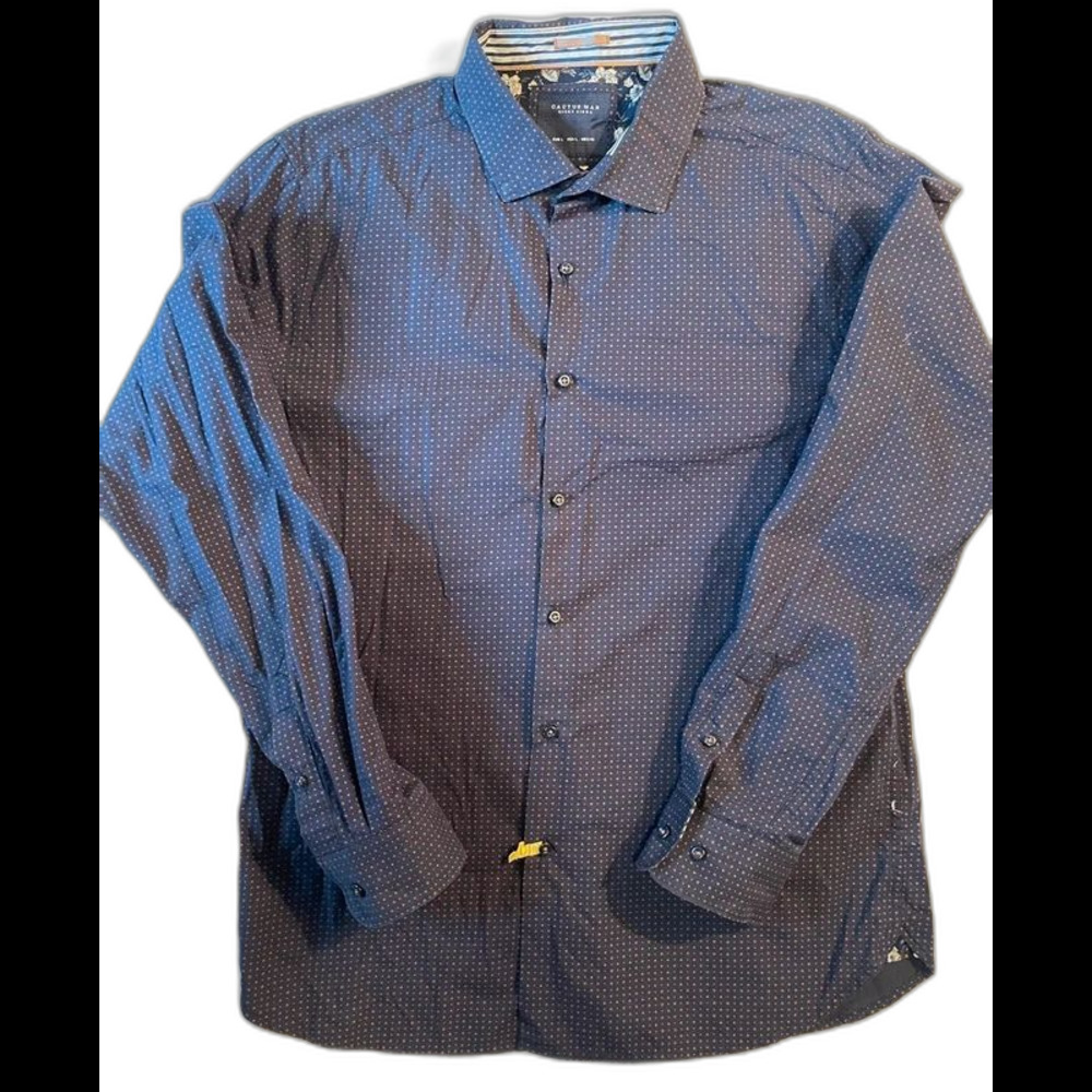 Cactus Man Ricky Singh Shirt Men Size Large Blue Floral Long Sleeve